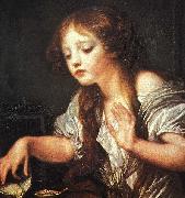 Jean Baptiste Greuze Young Girl Weeping for her Dead Bird oil painting